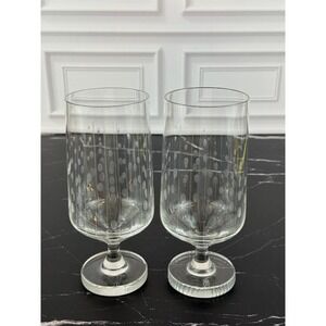 VTG PAIR (2) Rosenthal 2500-1 Variation Cut Dots & Lines 6 1/4" Water Glass RARE